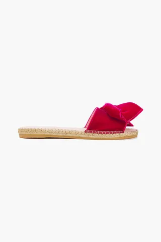 Hamptons bow-embellished velvet espadrille slides