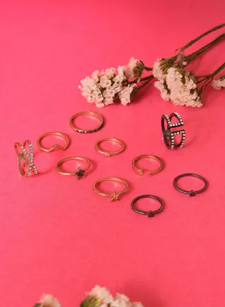 Pack of 10 Gold Plated Designer Stone Ring