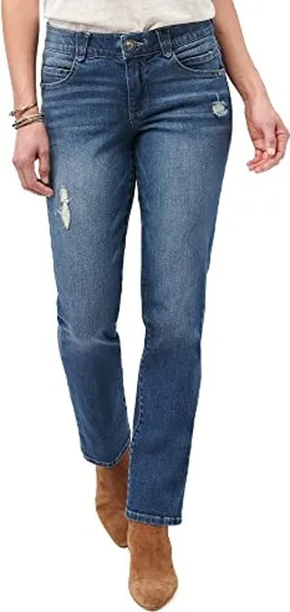 Democracy Women's Petite Ab Solution High Rise Straight Leg