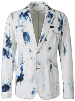 Alexander McQueen Bleached-Effect Denim Blazer Jacket