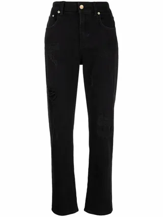 Ripped-Detail Boyfriend Jeans