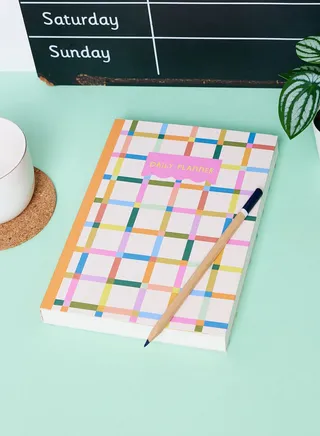 Rainbow Check Printed Daily Planner With 305 Pages