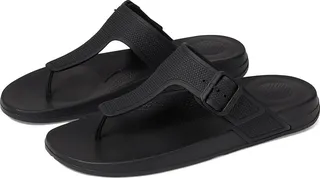FitFlop Iqushion Adjustable Buckle Flip-Flops (All Black) Women's Shoes
