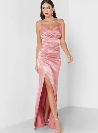 Slit Solid Dress