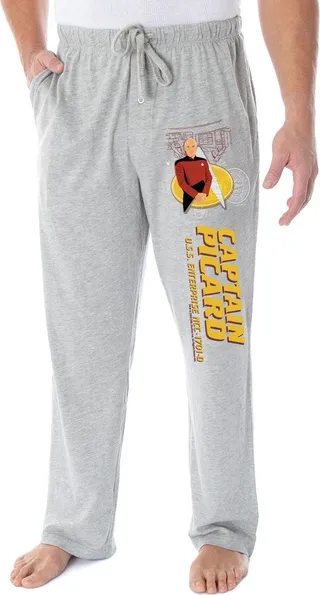 Star Trek The Next Generation Men's TNG Captain Picard Lounge Pajama Pants (LG) Grey