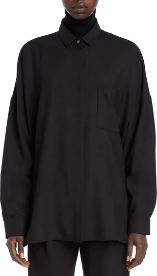 Akio Boxy Cashmere Button-Up Shirt