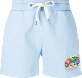 Embroidered-Motif Track Shorts