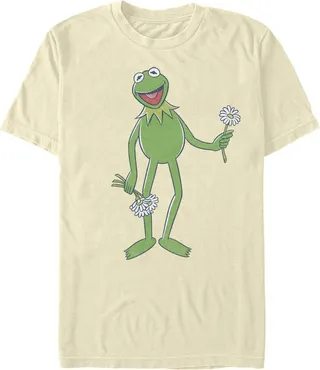Men's The Muppets Kermit Flower Bouquet T-Shirt - Beige - Small