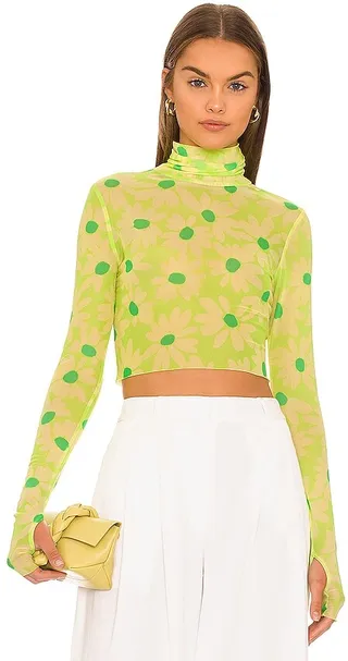 Micaela Mesh Turtleneck Crop Top