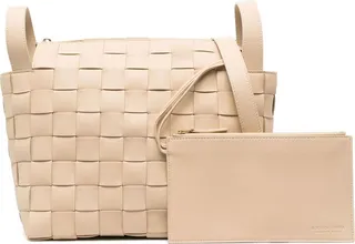 Neutral Bowling Cassette Leather Tote Bag