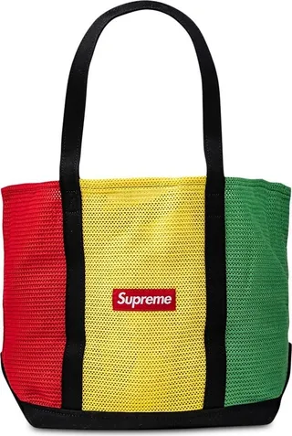String logo-patch tote bag