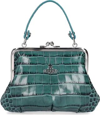 Granny Frame croc embossed leather bag