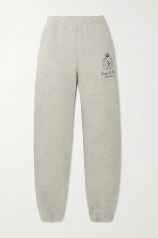 Sporty & Rich - Crown Printed Cotton-blend Jersey Track Pants - Neutrals