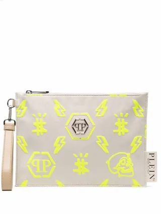 Embossed-Logo Clutch Bag