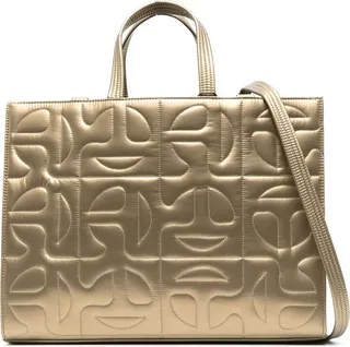 Gold-Tone Teflar Quilted Tote Bag