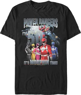 Men's Power Rangers Birthday 50 Morphin Time T-Shirt - Black - X Large
