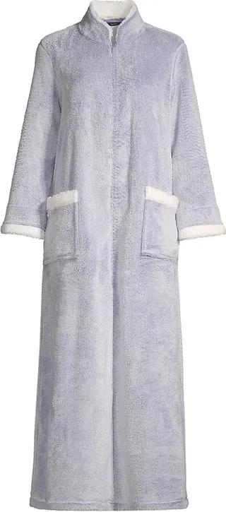 Cashmere Sherpa-Trim Zip Robe
