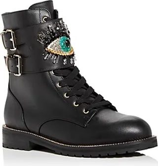 Kurt Geiger London Women's Sutton Eye Embellished Combat Boots