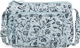 Vera Bradley Women's Recycled Cotton RFID Little Hipster Perennials Gray