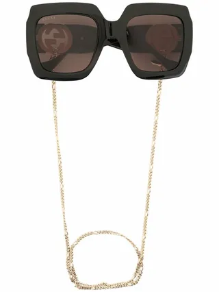 Square-Frame Chain Sunglasses