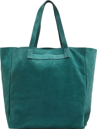Suede Tote Bag Handbag Emerald Green