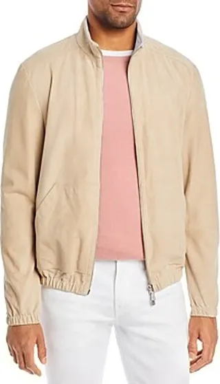 Eleventy Suede Slim Fit Bomber Jacket