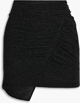 Beal asymmetric metallic stretch-tulle mini skirt