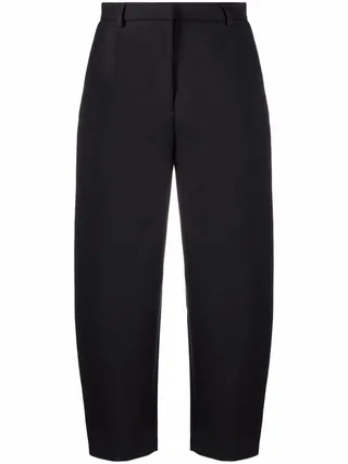 Balloon-Leg Cropped Tailored Trousers
