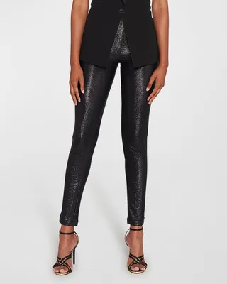 Metallic Sparkle Skinny-Leg Ankle Pants