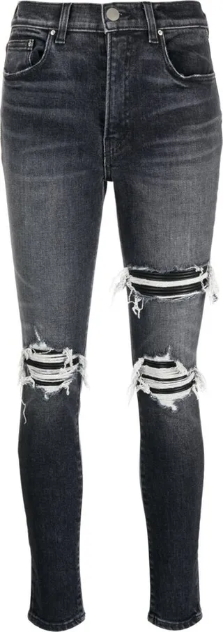 High-Waist Distressed Skinny Jeans
