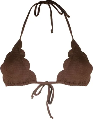Brown Mott Triangle Bikini Top