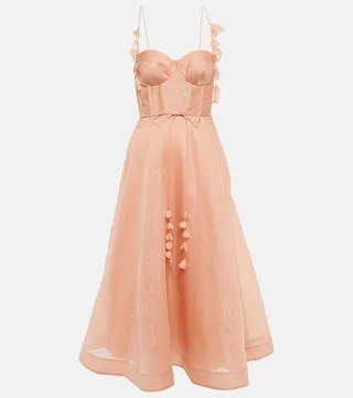 Linen and silk midi dress