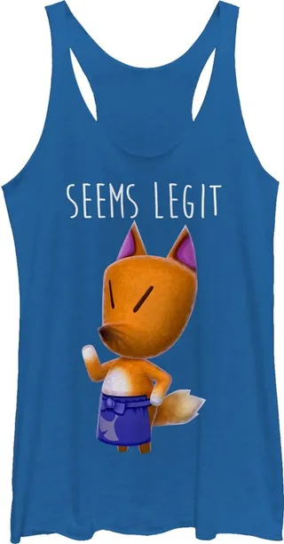 Women's Nintendo Animal Crossingd the Fox Seems Legit Racerback Tank Top - Royal Blue Heather - Small