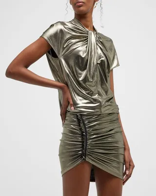 Nudo Twisted-Halter Metallic Platine Top