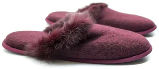 Portolano Ladies Slippers With Rabbit Fur Trim On Top