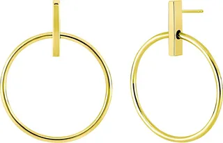 14K Yellow Gold Frontal Door Knocker Earrings