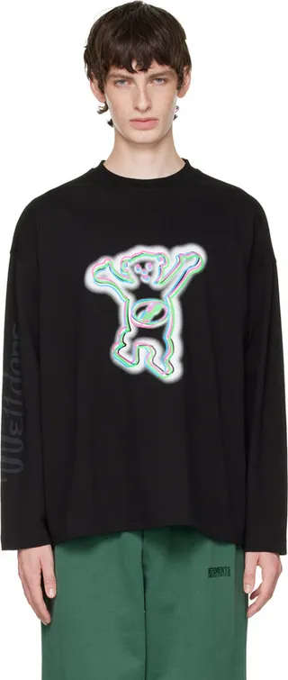 We11done Black Colorful Teddy Long Sleeve T-Shirt