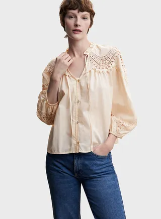 Embroidered Tie Detail Top