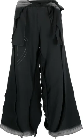 Distressed-Effect Wide-Leg Trousers