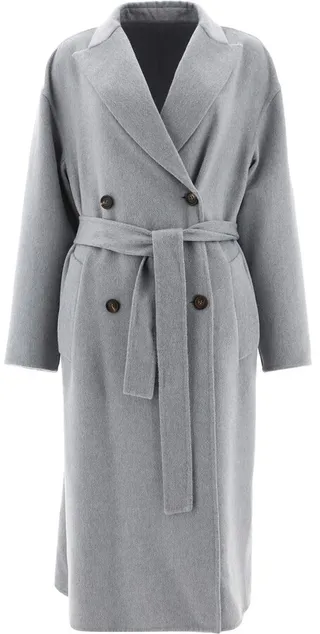 Brunello Cucinelli Double-Breasted Tie Waist Coat