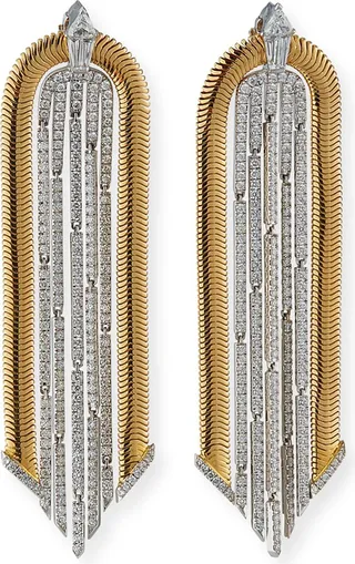 18k Two-Tone Feelings Diamond Drop Earrings