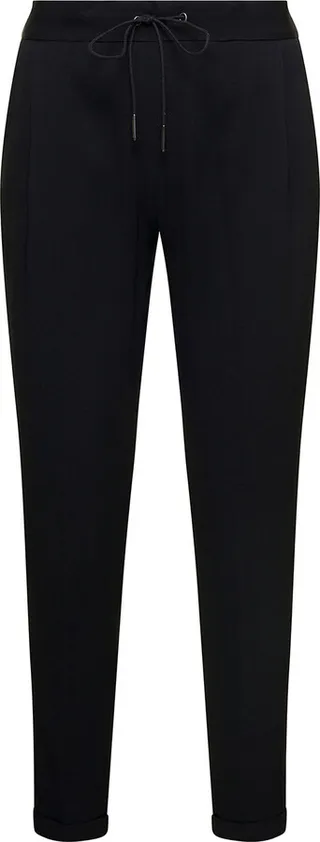 Black Straight Leg Trousers With Stud Detailing In Silk Blend Woman