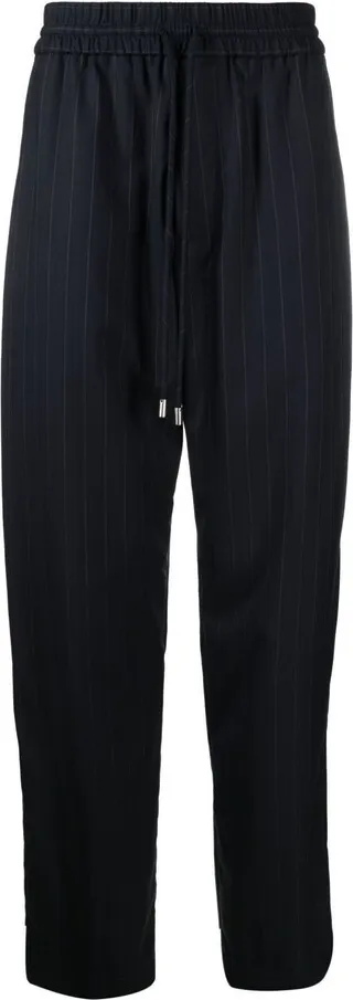 Pinstriped Straight-Leg Trousers