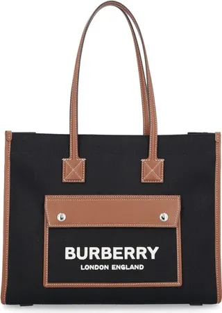 Burberry Small Freya Logo Printed Tote Bag