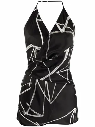 Graphic-Print Halterneck Top