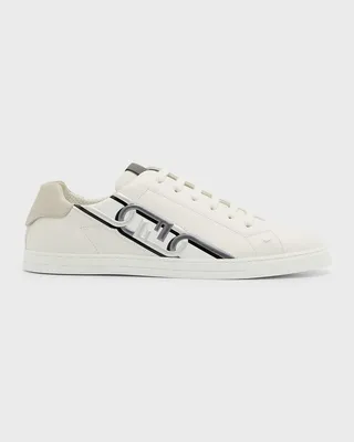 Men's FF-Logo Link Leather Low-Top Sneakers