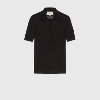 Geometric G cotton and silk polo shirt