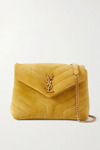 SAINT LAURENT - Loulou Small Quilted Suede Shoulder Bag - Yellow