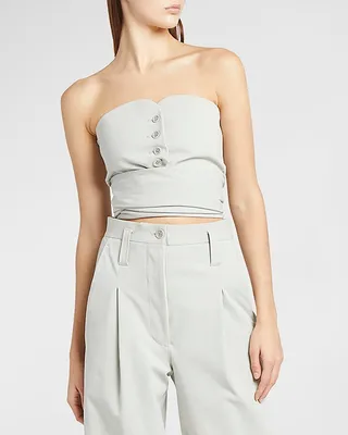 Strapless Button-Front Top