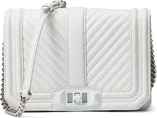 Rebecca Minkoff Chevron Quilted Small Love Crossbody (Optic White 3) Cross Body Handbags